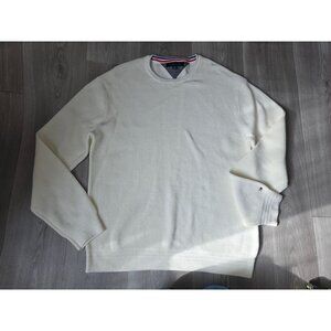 Tommy Hilfiger Mens Cream Waffle Knit Sweater XXLG Cotton Blend Crewneck Long Sl